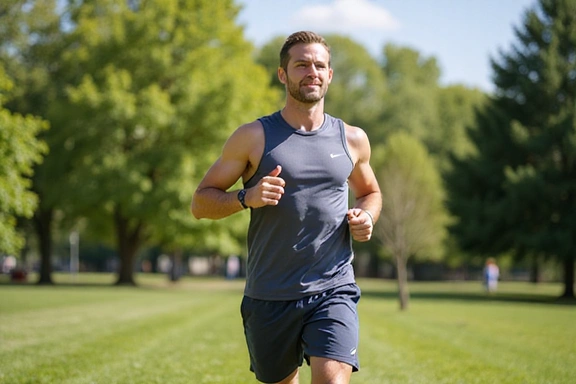 Uomo che fa jogging all'aperto, simbolo di salute maschile